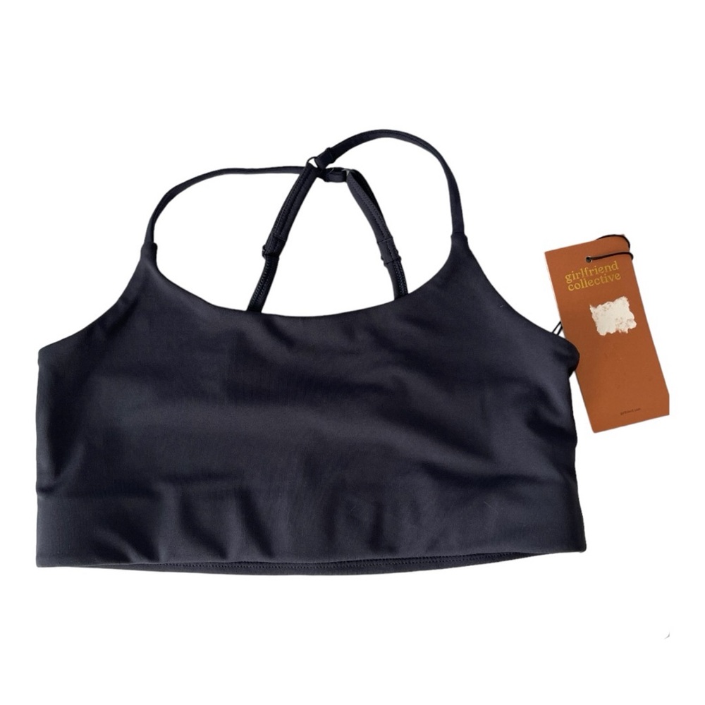 Girlfriend Collective Juliet Crossover Strapped Sports Bra Navy Blue Medium